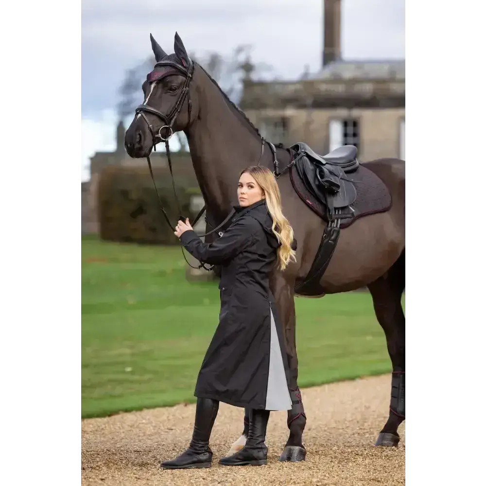 Lemieux Amelie Waterproof Lightweight Riding Coat Black-Outdoor Coats & Jackets-Lemieux-UK 6-Black-Horsey Shopping