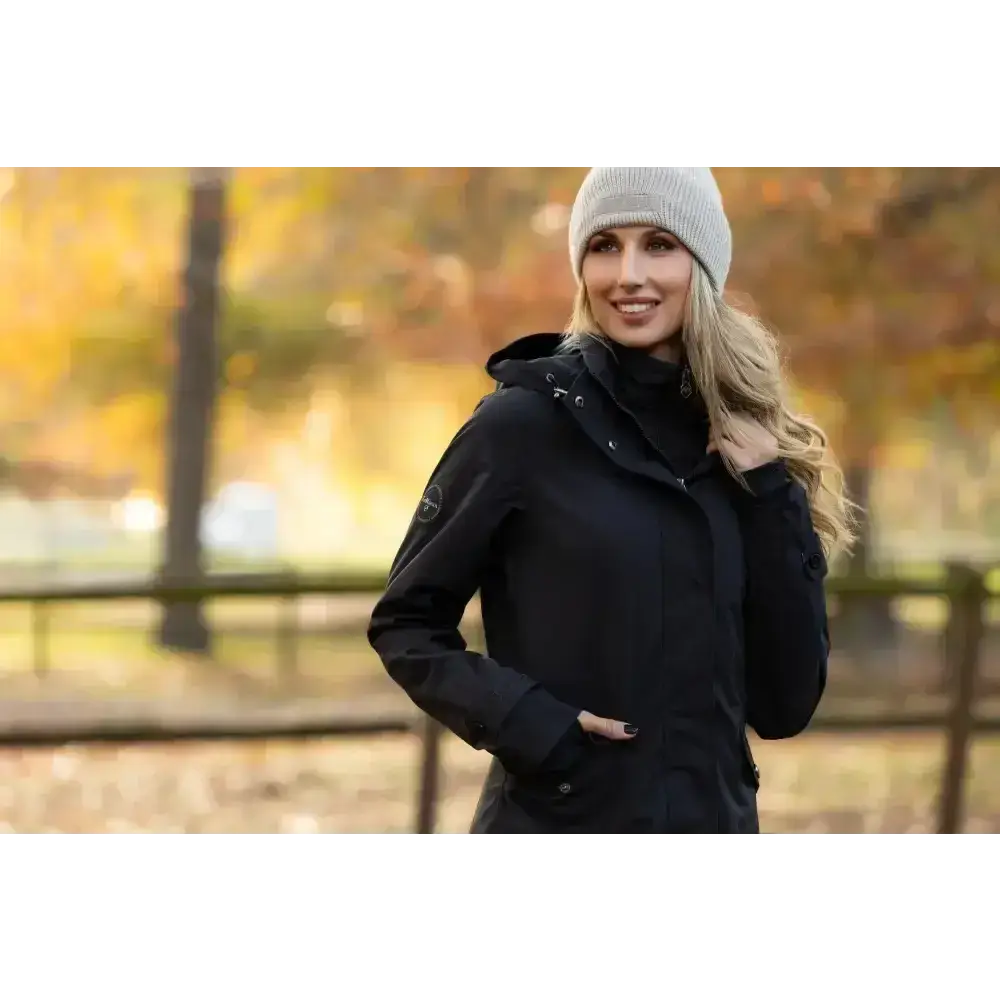 Lemieux Amelie Waterproof Lightweight Riding Coat Black-Outdoor Coats & Jackets-Lemieux-UK 6-Black-Horsey Shopping