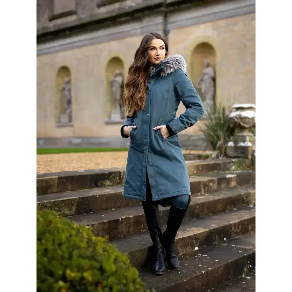 Lemieux Anya Waterproof Riding Coat Petrol-Outdoor Coats & Jackets-Lemieux-UK 8-Petrol-Horsey Shopping