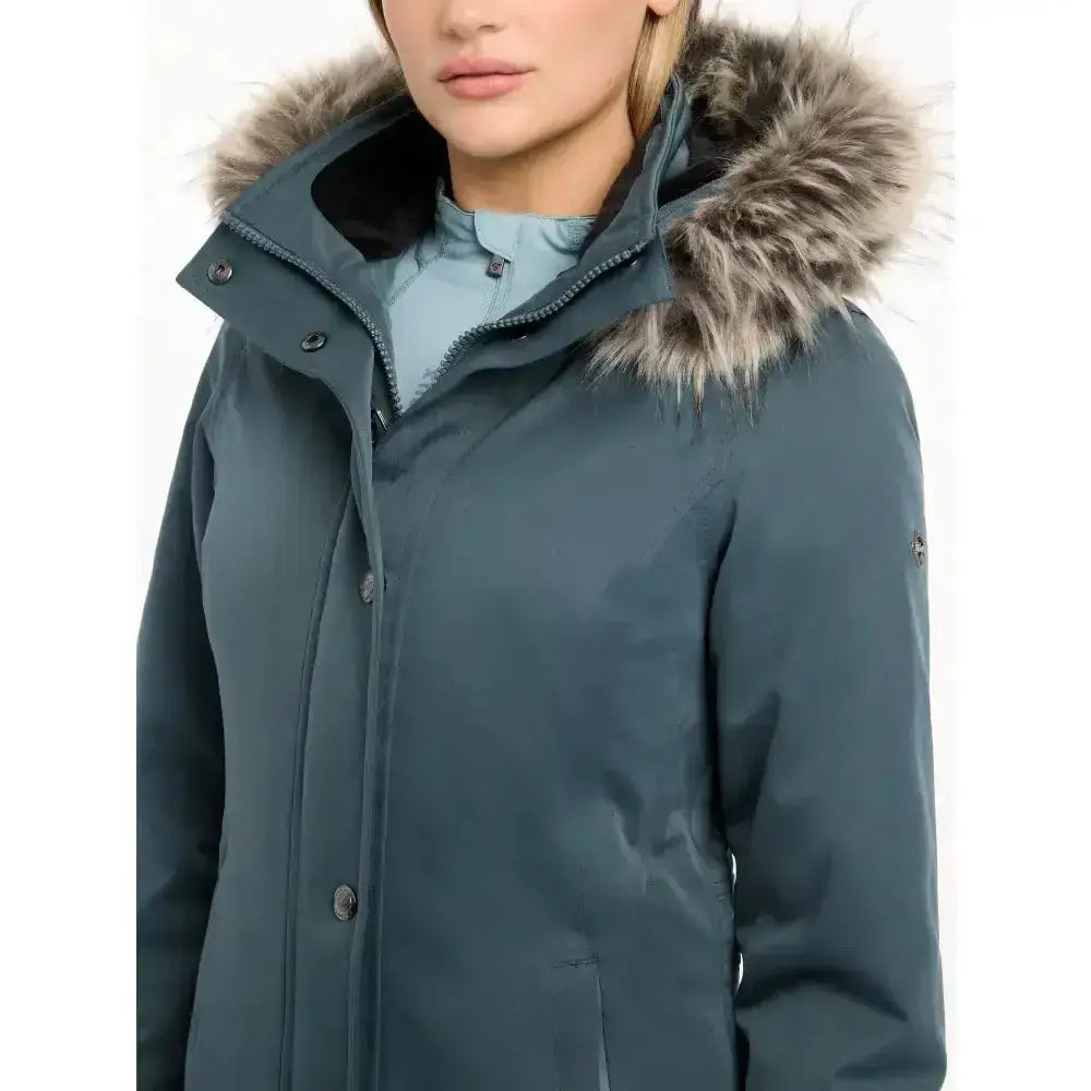 Lemieux Anya Waterproof Riding Coat Petrol-Outdoor Coats & Jackets-Lemieux-UK 8-Petrol-Horsey Shopping