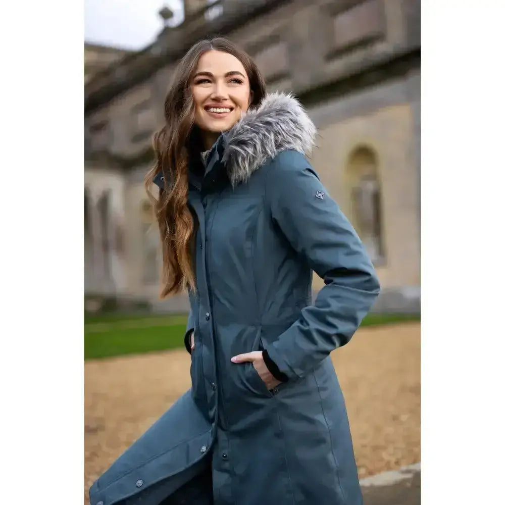 Lemieux Anya Waterproof Riding Coat Petrol-Outdoor Coats & Jackets-Lemieux-UK 8-Petrol-Horsey Shopping