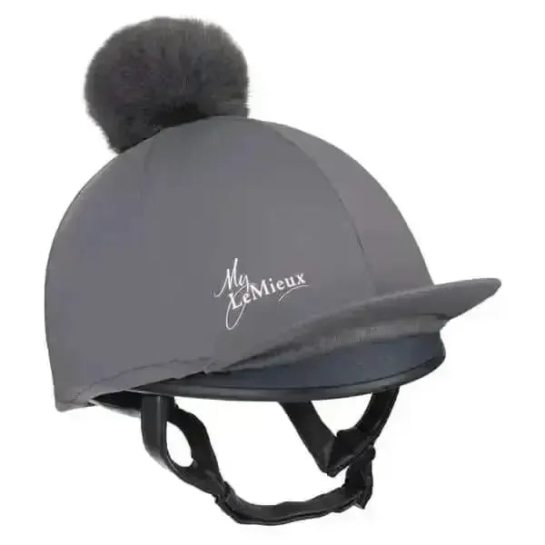 LeMieux Young Rider Pom Pom Hat Silk Slate Grey Hat Silks