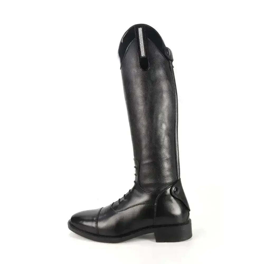 Brogini KB44 Kids Como Piccino Patent Top Boots-Long Riding Boots-Brogini Footwear-BLACK-31 EU / 12-STANDARD-Horsey Shopping
