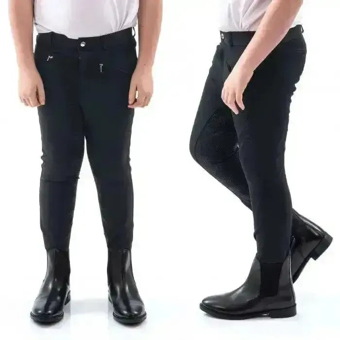 John Whitaker Miami Kids Breeches With Full Silicone Seat - B142K-Breeches-John Whitaker-5-6 Years-Black-Horsey Shopping