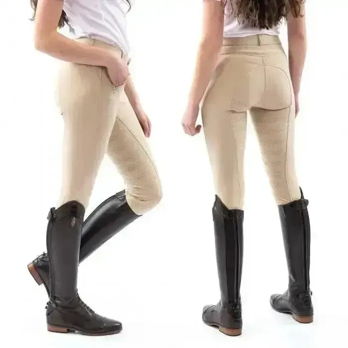 John Whitaker Miami Ladies Breeches With Full Silicone Seat - B142L-Breeches-John Whitaker-24"-Beige-Horsey Shopping