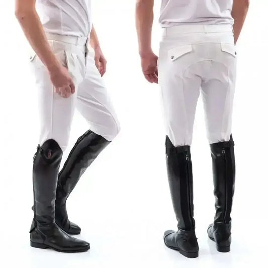 John Whitaker Miami Mens Breeches With Full Silicone Seat - B142M-Breeches-John Whitaker-28"-White-Horsey Shopping