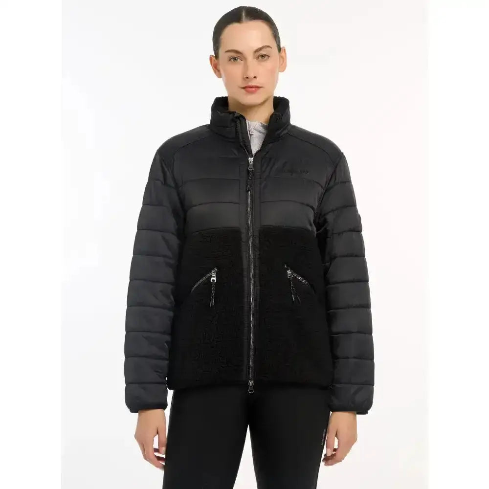 Lemieux Alissa Hybrid Fleece Black-Fleece Tops-Lemieux-UK 6-Black-Horsey Shopping