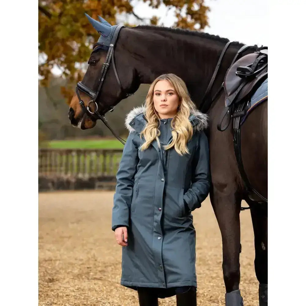 Lemieux Anya Waterproof Riding Coat Petrol-Outdoor Coats & Jackets-Lemieux-UK 8-Petrol-Horsey Shopping