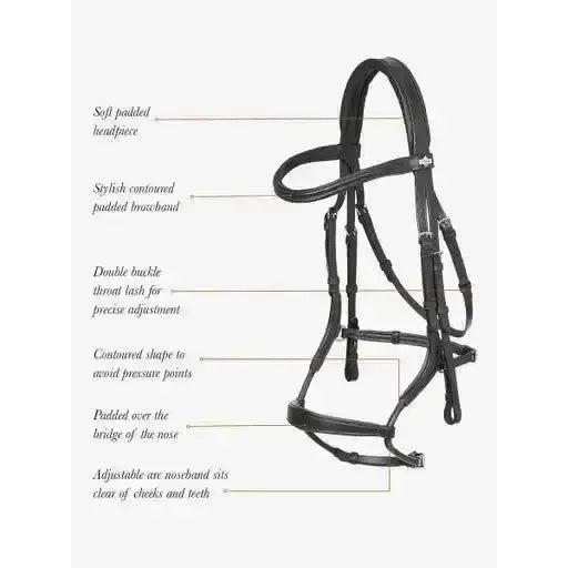 Lemieux Arika Adjustable Anatomic Noseband Bridle Black/Silver-Bridles-Lemieux-Pony-Black/Silver-Horsey Shopping