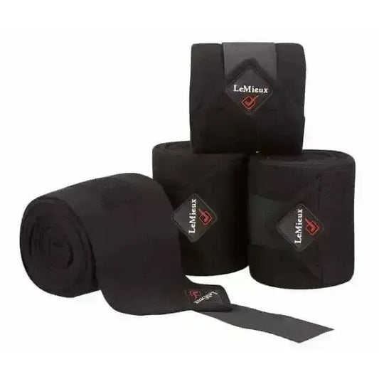 Lemieux Black Classic Polo Bandages-Leg Bandages-Lemieux-Black-Full (Set Of 4)-Horsey Shopping