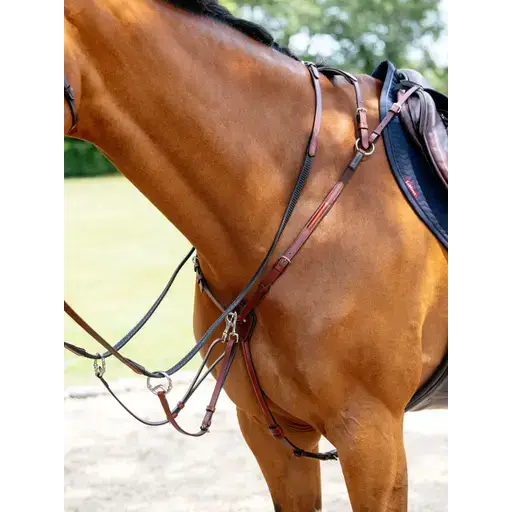 Lemieux Breastplate (D-Ring Attachment) Chestnut/Silver-Breastplates-Lemieux-Chestnut-Cob-Horsey Shopping