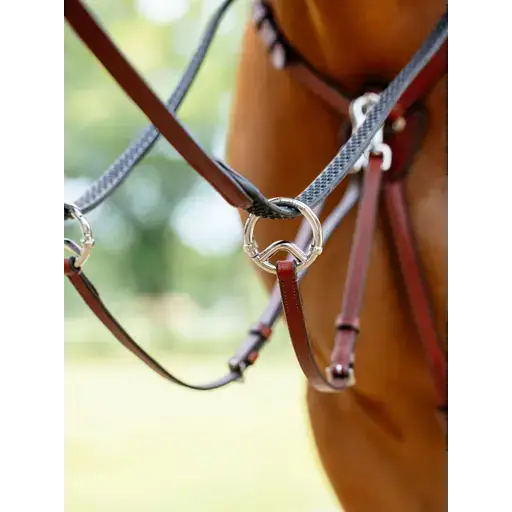 Lemieux Breastplate (D-Ring Attachment) Chestnut/Silver-Breastplates-Lemieux-Chestnut-Cob-Horsey Shopping