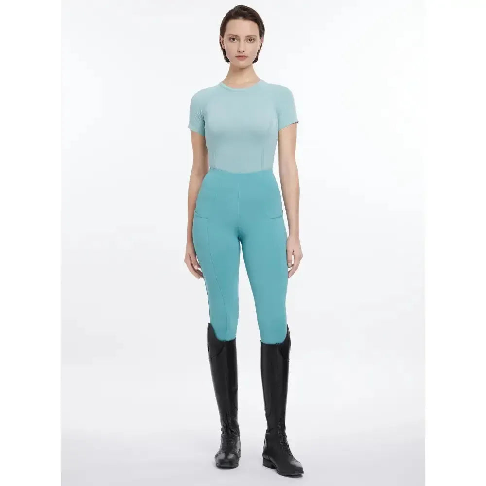 Lemieux Britney Seamless Short Sleeve Top Aqua-T Shirts-Lemieux-Aqua-UK 6-Horsey Shopping