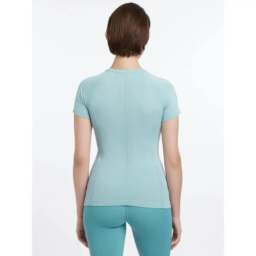 Lemieux Britney Seamless Short Sleeve Top Aqua-T Shirts-Lemieux-Aqua-UK 6-Horsey Shopping