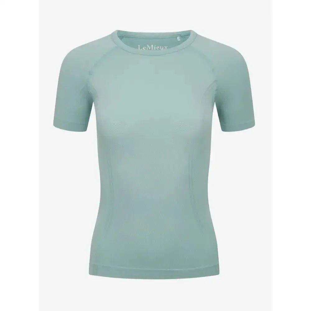 Lemieux Britney Seamless Short Sleeve Top Aqua-T Shirts-Lemieux-Aqua-UK 6-Horsey Shopping