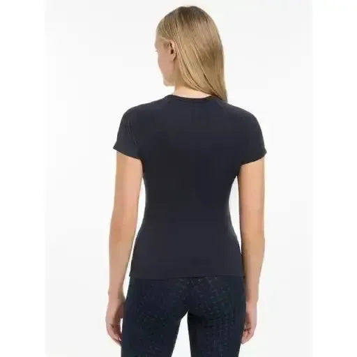 Lemieux Britney Seamless Short Sleeve Top Navy-Tops-Lemieux-Navy-UK 6-Horsey Shopping