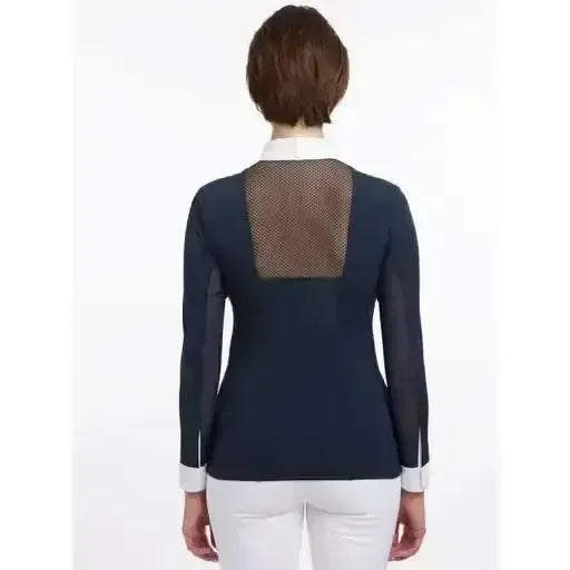 Lemieux Camille Long Sleeve Show Shirt Navy-Show Shirts-Lemieux-Navy-UK 6-Horsey Shopping