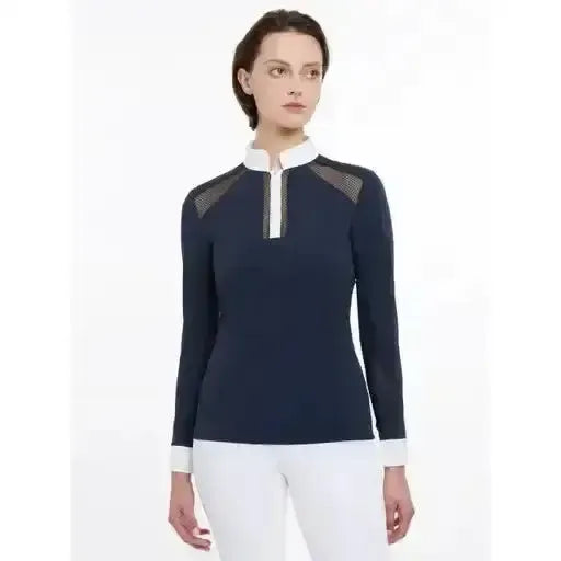 Lemieux Camille Long Sleeve Show Shirt Navy-Show Shirts-Lemieux-Navy-UK 6-Horsey Shopping