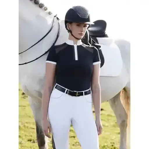 Lemieux Camille Short Sleeve Show Shirt Navy-Show Shirts-Lemieux-UK 6-Navy-Horsey Shopping