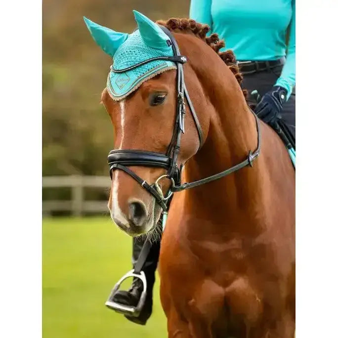 Lemieux Classic Fly Hood Azure-Horse Ear Bonnets-Lemieux-Medium-Azure-Horsey Shopping