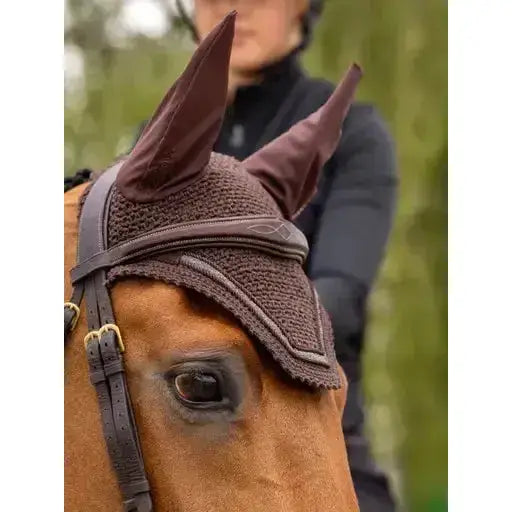Lemieux Crystal Fly Hood Brown-Horse Ear Bonnets-Lemieux-Medium-Brown-Horsey Shopping