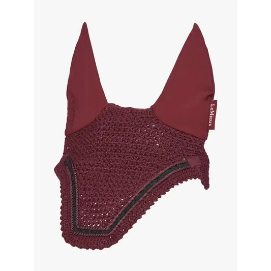 Lemieux Crystal Fly Hood Burgundy-Horse Ear Bonnets-Lemieux-Medium-Horsey Shopping