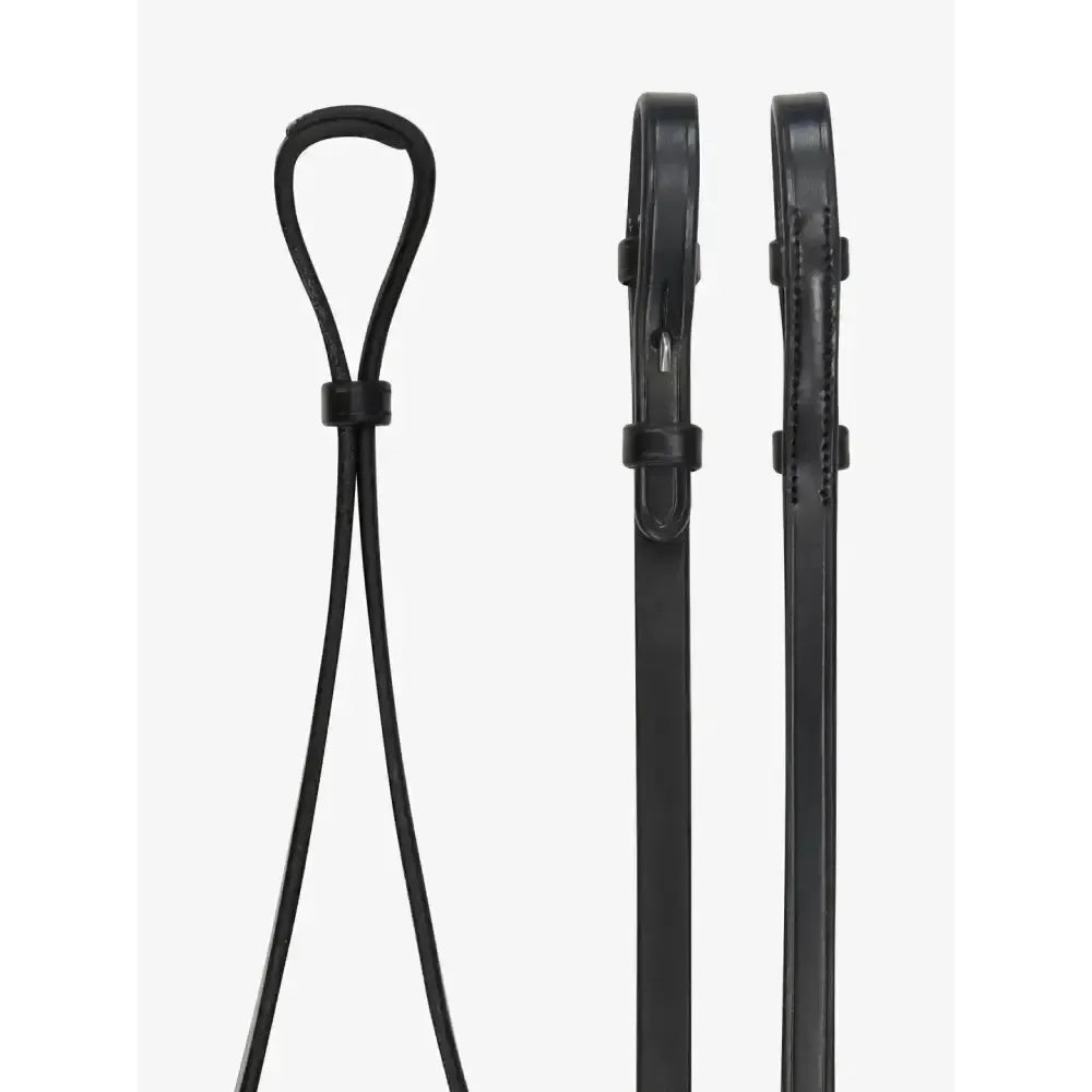 Lemieux Curb Rein Black/Silver-Plain Leather Reins-Lemieux-Pony-Black/Silver-Horsey Shopping
