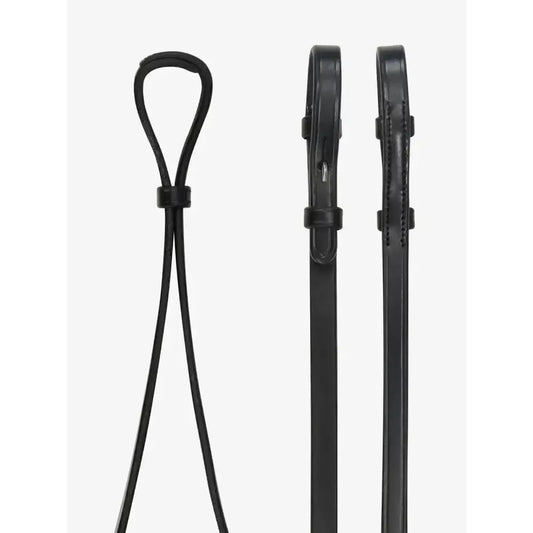 Lemieux Curb Rein Black/Silver-Plain Leather Reins-Lemieux-Pony-Black/Silver-Horsey Shopping