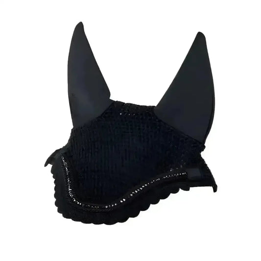 Lemieux Diamante Acoustic Fly Hoods Black-Horse Ear Bonnets-Lemieux-Black-Medium-Horsey Shopping