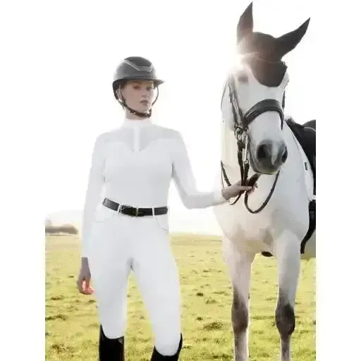 Lemieux Emily Long Sleeve Show Shirt White-Show Shirts-Lemieux-White-UK 6-Horsey Shopping