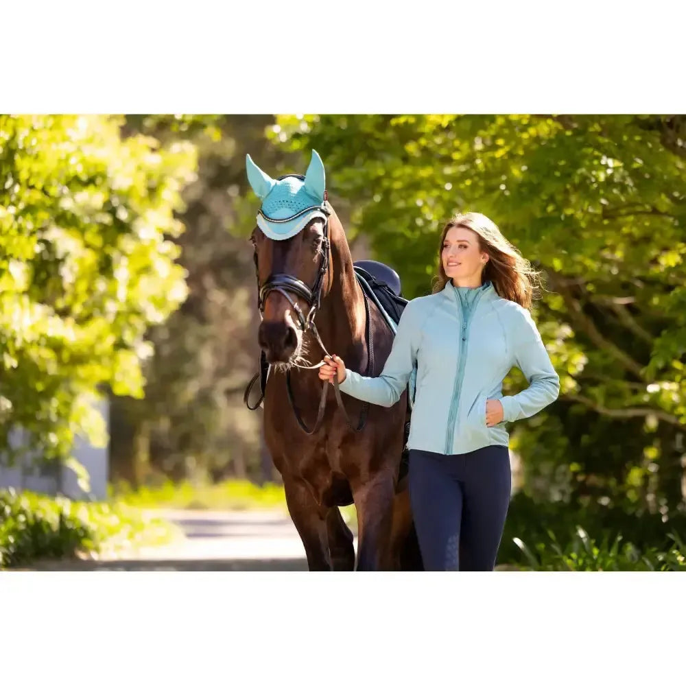 Lemieux Faye Fleece Zip Through Aqua-Fleece Tops-Lemieux-Aqua-UK 6-Horsey Shopping