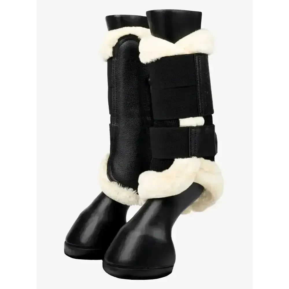 Lemieux Fleece Edged Mesh Brushing Boot Black / Natural-Brushing Boots-Lemieux-Black / Natural-Medium-Horsey Shopping