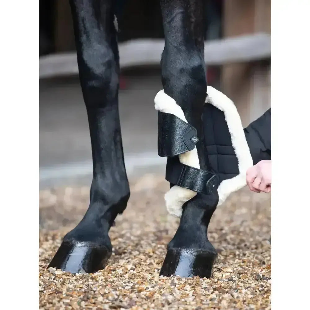 Lemieux Fleece Edged Mesh Brushing Boot Black / Natural-Brushing Boots-Lemieux-Black / Natural-Medium-Horsey Shopping