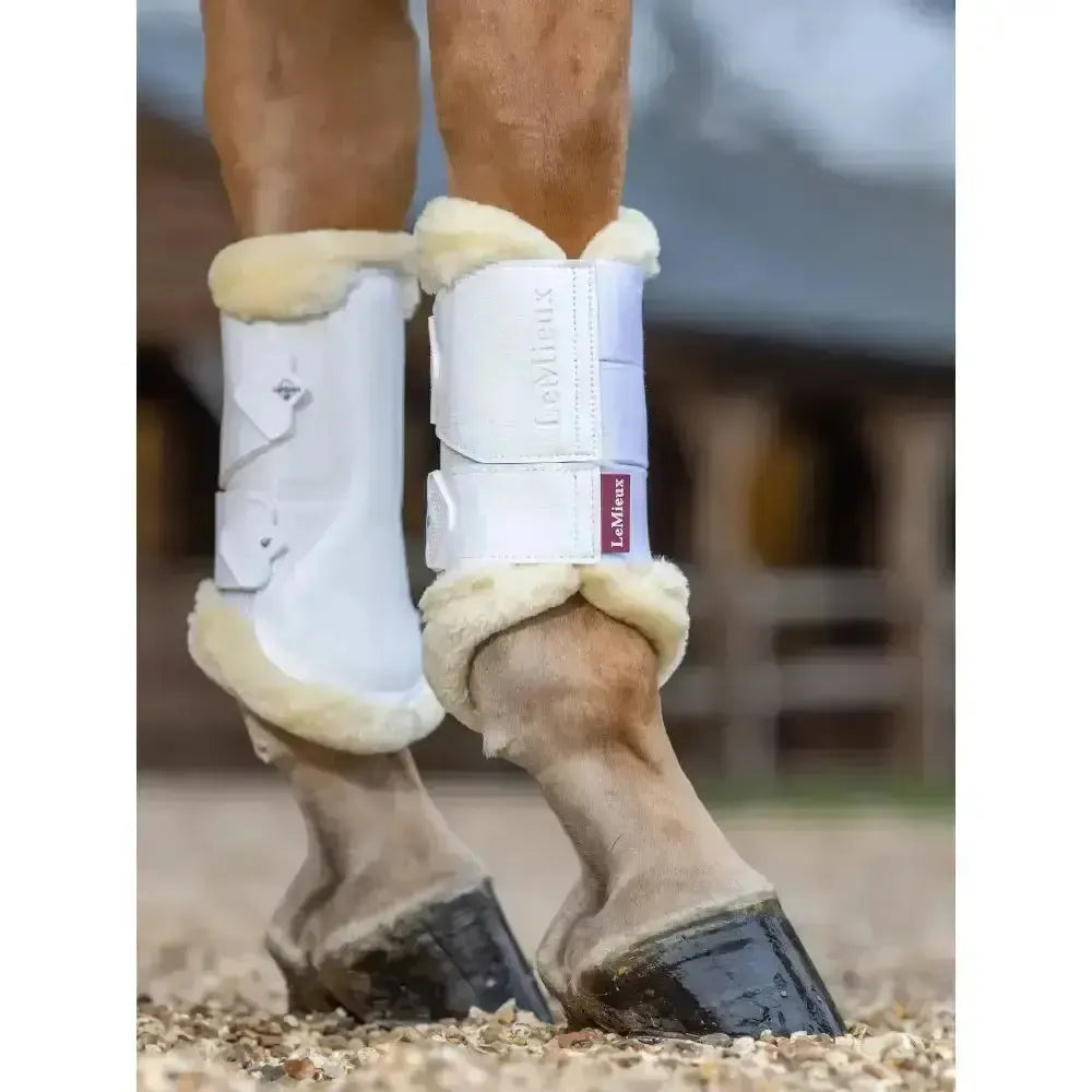 Lemieux Fleece Edged Mesh Brushing Boot White-Brushing Boots-Lemieux-White / Natural-Medium-Horsey Shopping