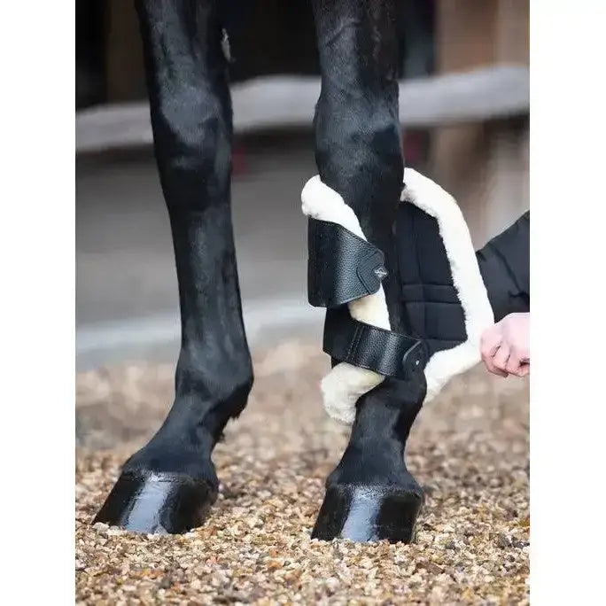 Lemieux Fleece Edged Mesh Brushing Boots Black/Natural-Brushing Boots-Lemieux-Medium-Black/Natural-Horsey Shopping
