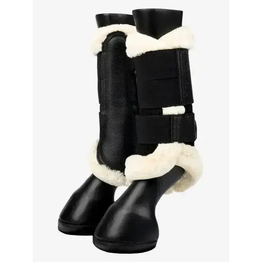 Lemieux Fleece Edged Mesh Brushing Boots Black/Natural-Brushing Boots-Lemieux-Medium-Black/Natural-Horsey Shopping