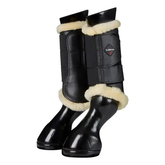Lemieux Fleece Lined Brushing Boots Black Natural-Brushing Boots-Lemieux-Medium-Horsey Shopping