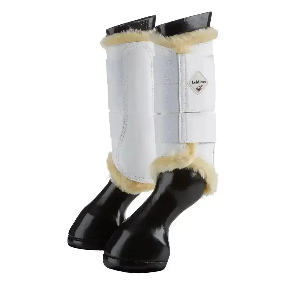 Lemieux Fleece Lined Brushing Boots White-Brushing Boots-Lemieux-Medium-Horsey Shopping