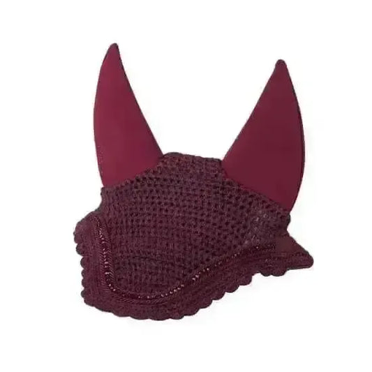 Lemieux Fly Hoods Diamante Acoustic Fly Hood Burgundy-Horse Ear Bonnets-Lemieux-Burgundy-Medium-Horsey Shopping