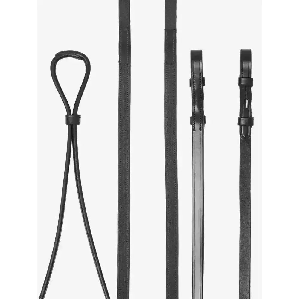 Lemieux Hunter Half Lined Curb Rein Black/Silver-Half Rubber Reins-Lemieux-Black/Silver-Pony-Horsey Shopping