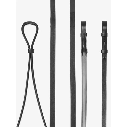 Lemieux Hunter Half Lined Curb Rein Black/Silver-Half Rubber Reins-Lemieux-Black/Silver-Pony-Horsey Shopping