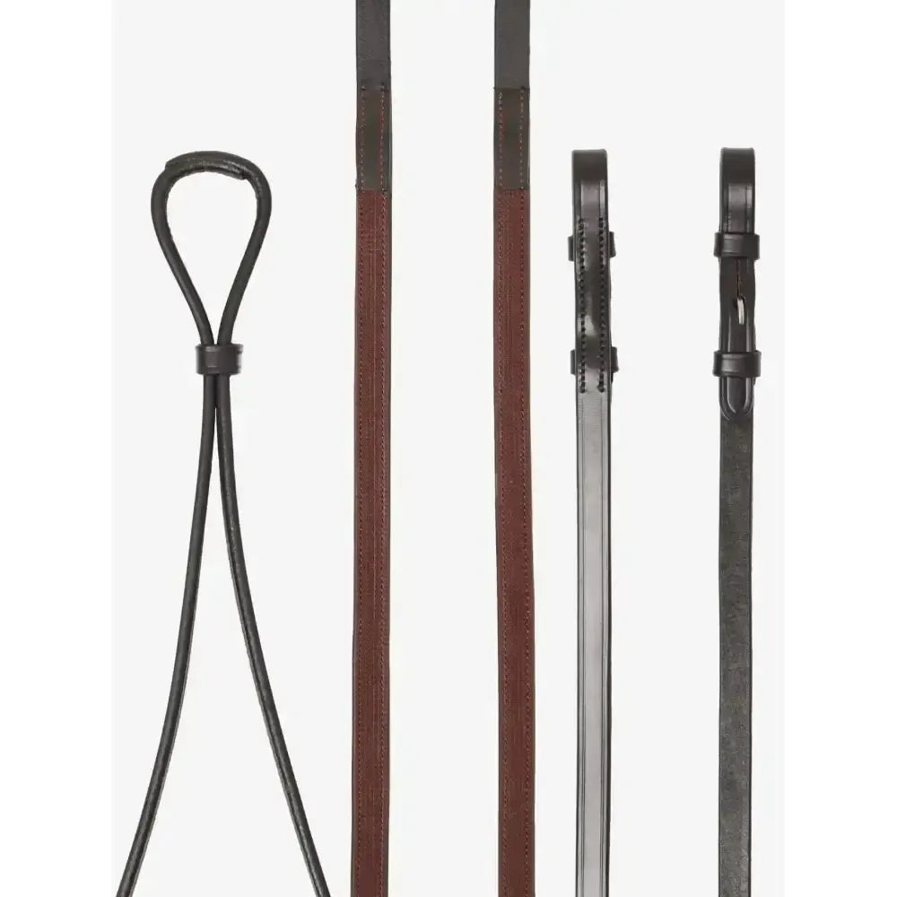 Lemieux Hunter Half Lined Curb Rein Havana/Silver-Half Rubber Reins-Lemieux-Havana/Silver-Pony-Horsey Shopping