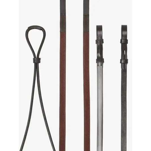 Lemieux Hunter Half Lined Curb Rein Havana/Silver-Half Rubber Reins-Lemieux-Havana/Silver-Pony-Horsey Shopping