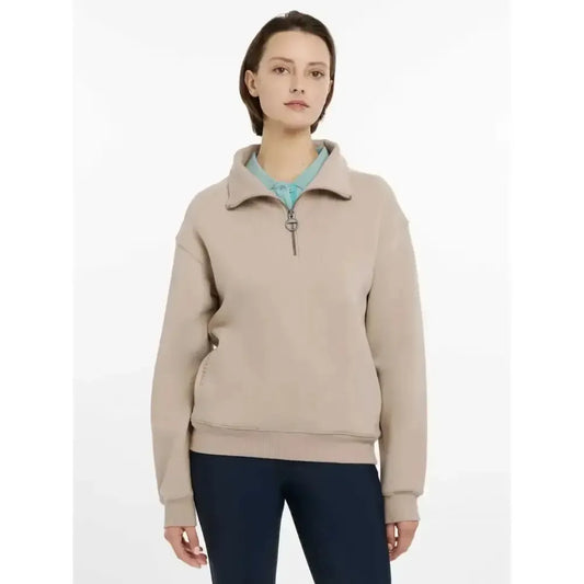 Lemieux Keira Quarter Neck Sweat Almond-Jumpers-Lemieux-Almond-UK 6-Horsey Shopping