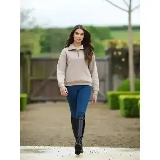 Lemieux Keira Quarter Neck Sweat Almond-Jumpers-Lemieux-Almond-UK 6-Horsey Shopping