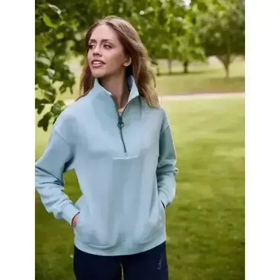 Lemieux Keira Quarter Neck Sweat Aqua-Jumpers-Lemieux-Aqua-UK 6-Horsey Shopping