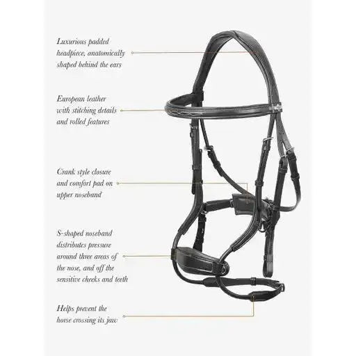 Lemieux Kudos Patent Dressage Bridle Brown-Bridles-Lemieux-Pony-Brown-Horsey Shopping