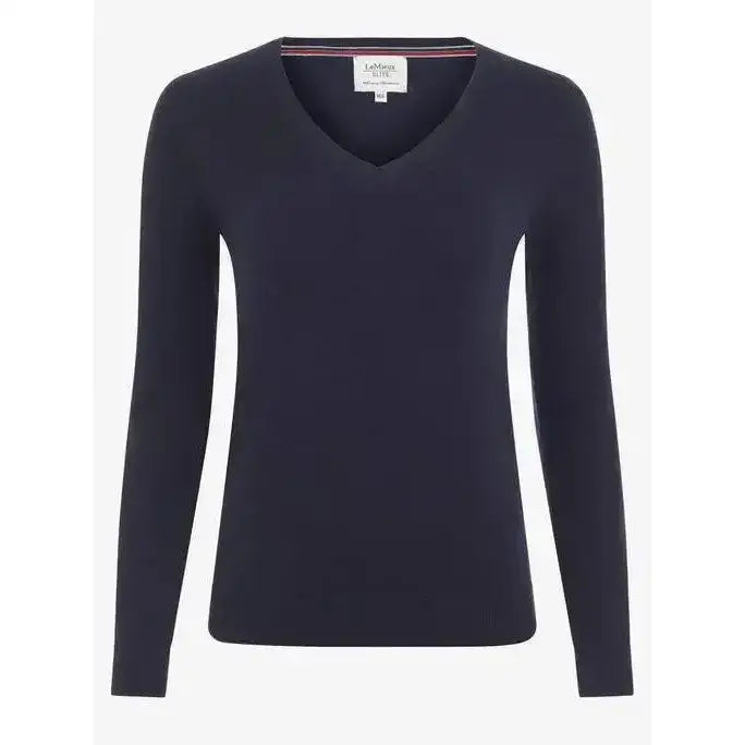 Lemieux Ladies Elite V-Neck Jumper Navy-Jumpers-Lemieux-UK 14-Navy-Horsey Shopping
