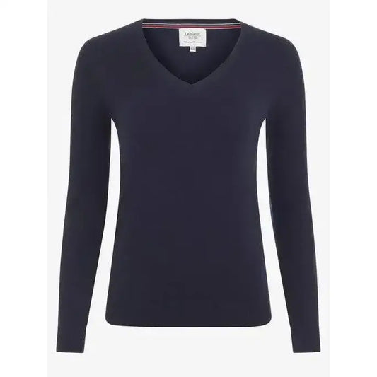 Lemieux Ladies Elite V-Neck Jumper Navy-Jumpers-Lemieux-UK 14-Navy-Horsey Shopping