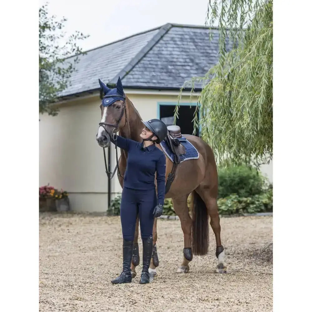 Lemieux Ladies Elite V-Neck Jumper Navy-Jumpers-Lemieux-UK 14-Navy-Horsey Shopping